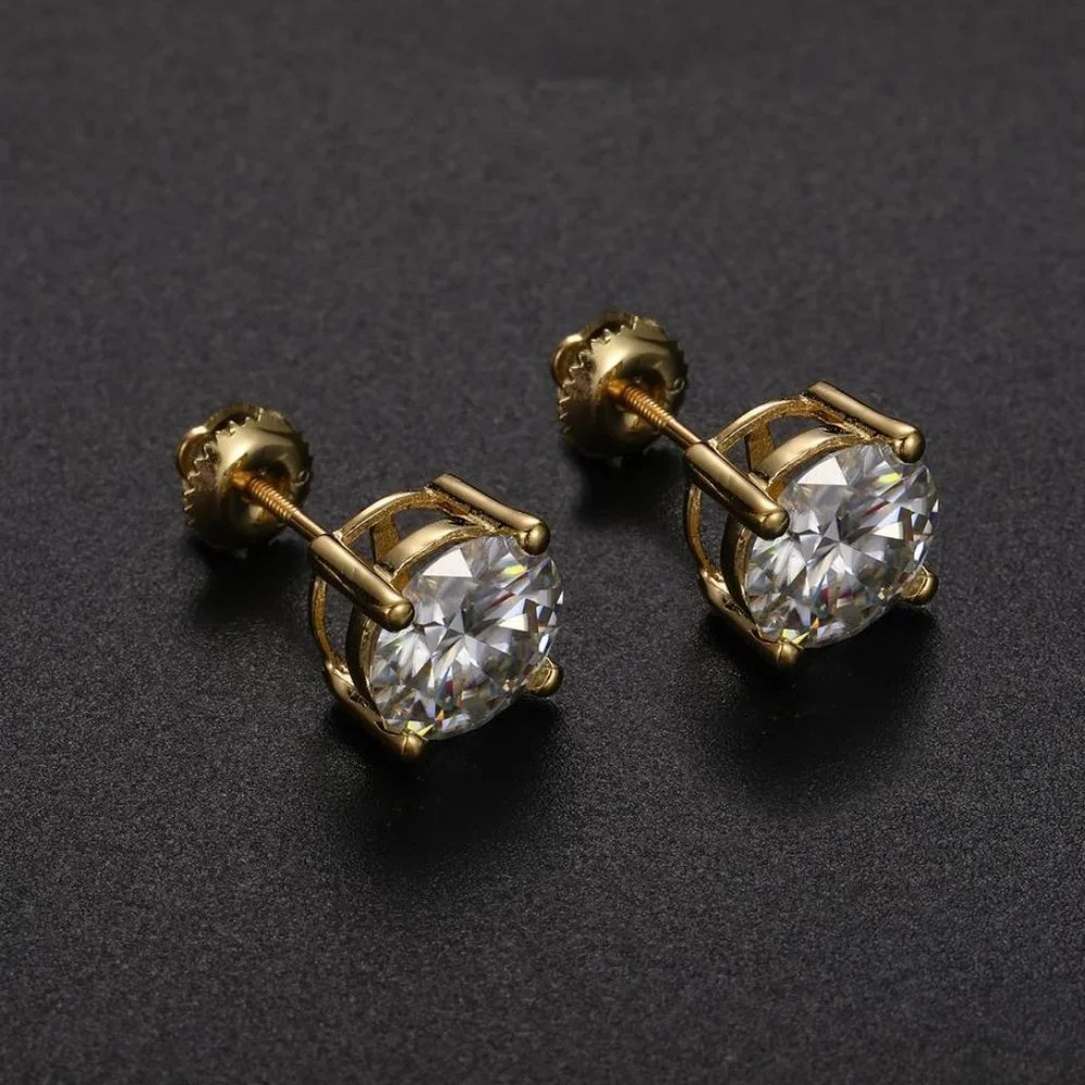 Certified 2ct. t.w. Moissanite Diamond Round Stud Earrings NEW